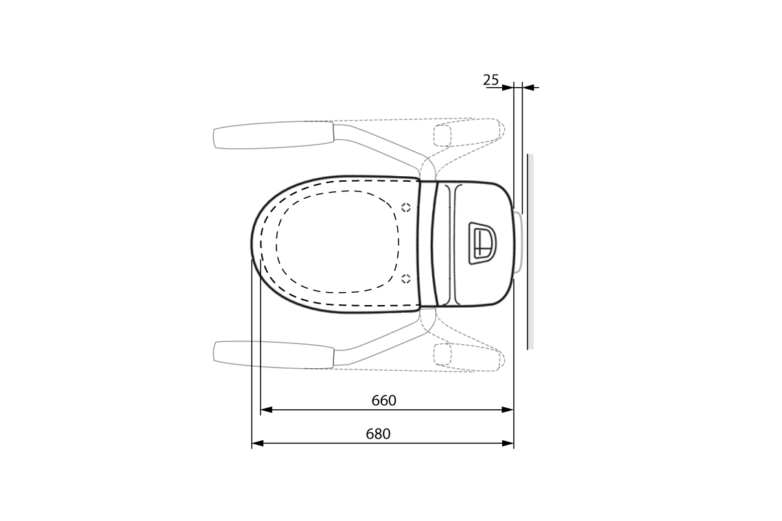 Care 721 Raised Height Toilet, S Trap, Double Flap White Soft Close Seat, Grey Support Arms