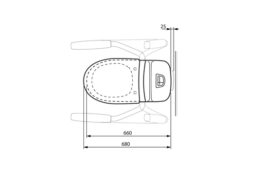 Care 7212 Raised Height Toilet, S Trap, Double Flap Grey Soft Close Seat, Support Arms, Nursecall on Left Side