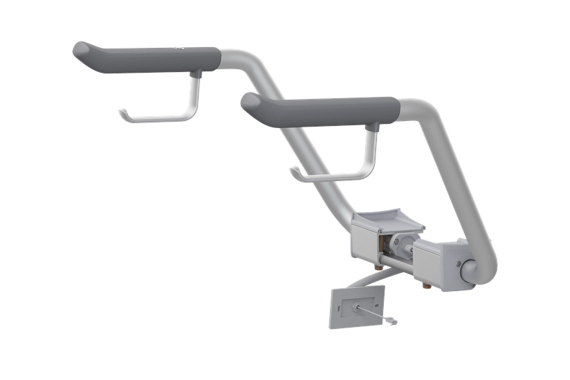 Care Support Arms - Aluminium with Grey Handles and Toilet Roll Holders for Care 700 Series Toilets - with Nurse Call