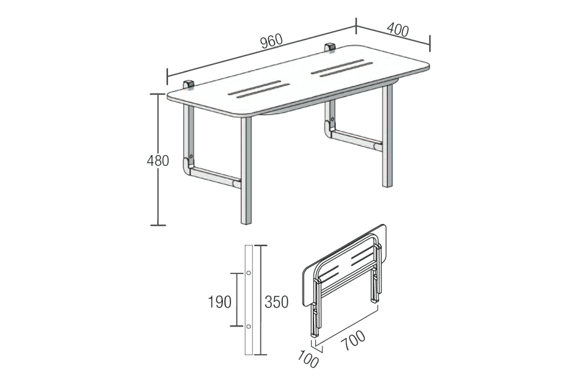 Shower Seat Fold Down - Metal