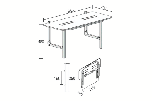 Shower Seat Fold Down - Metal