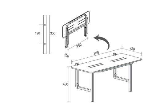 Shower Seat - 960mm x 450mm