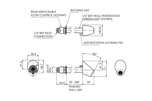 Custodian: Basin Outlet - Extended Duct Mount