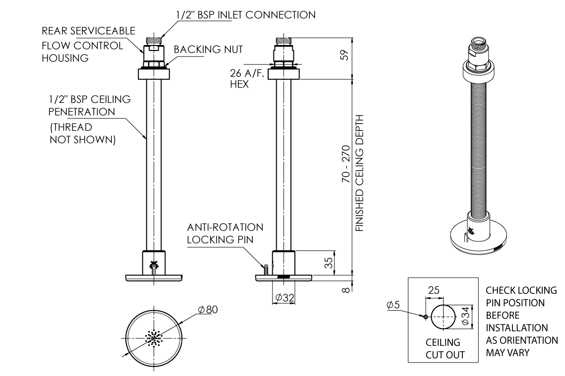 Custodian: Shower Rose - Ceiling Mounted