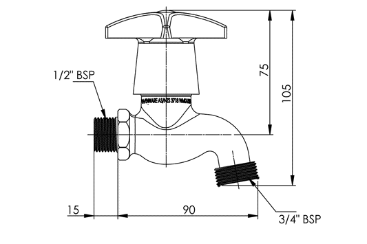 Concealed Spindle Hose Tap - Jumper Valve