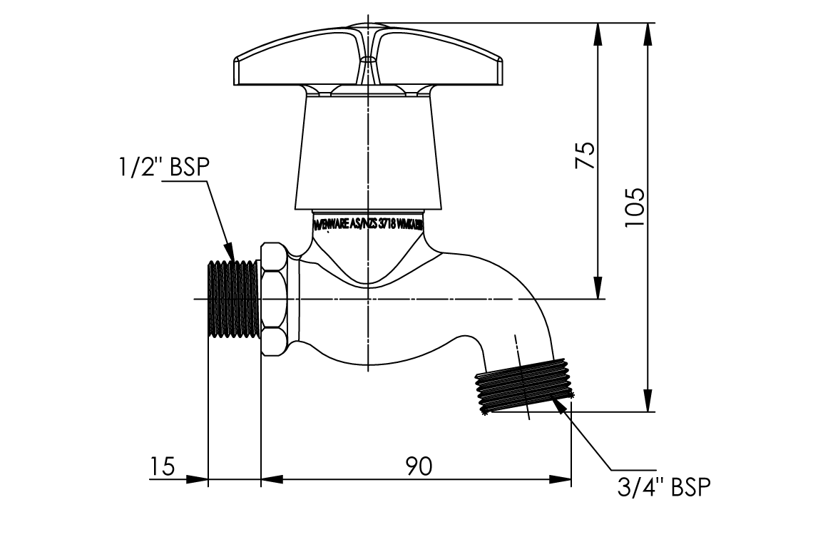 Concealed Spindle Hose Tap - Jumper Valve