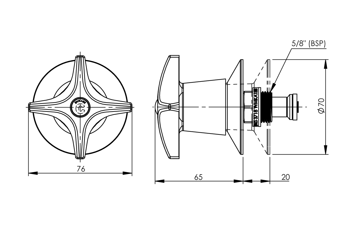 Concealed Spindle Recess Adaptor Wall Top Assembly - Jumper Valve