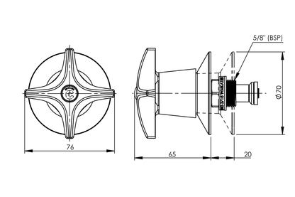 Concealed Spindle Recess Adaptor Wall Top Assembly - Jumper Valve