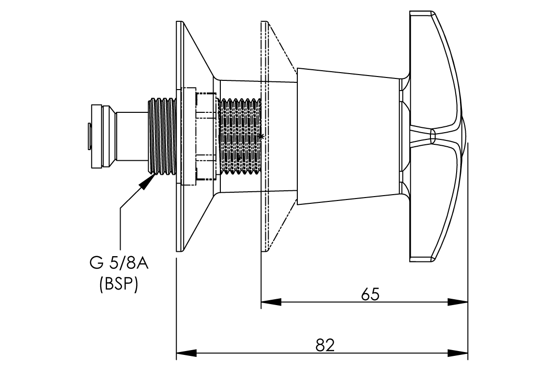 Concealed Spindle Recess Adaptor Wall Top Assembly - Jumper Valve