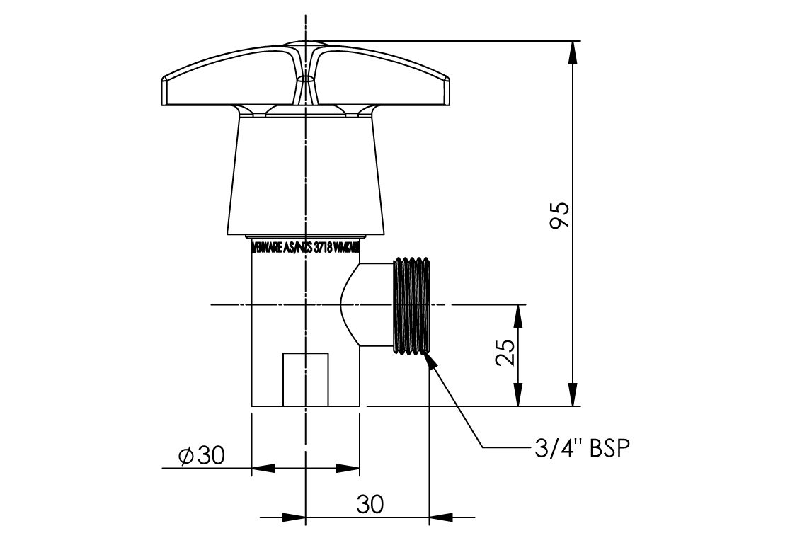 Concealed Spindle Washing Machine Tap - Jumper Valve