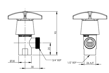 Concealed Spindle Washing Machine Tap - Jumper Valve