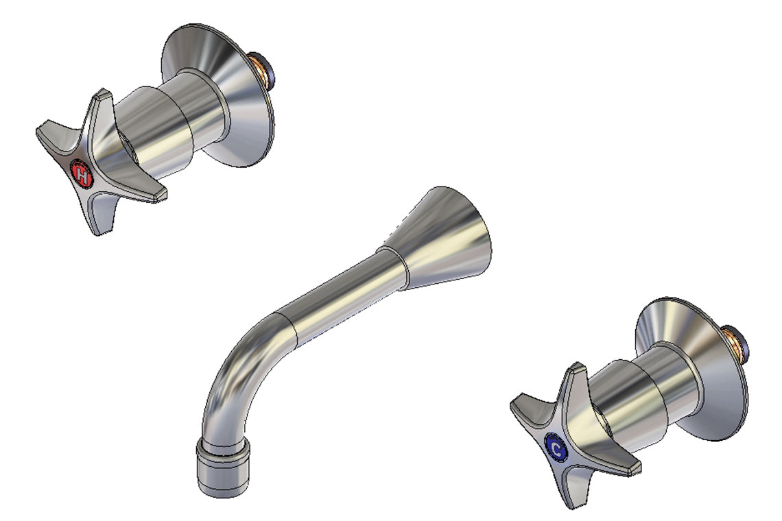 Concealed Spindle Wall Set with SP201 Fixed Aerated Spout - Jumper Valve