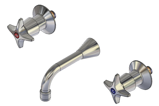 Concealed Spindle Wall Set with SP201 Fixed Aerated Spout - Jumper Valve