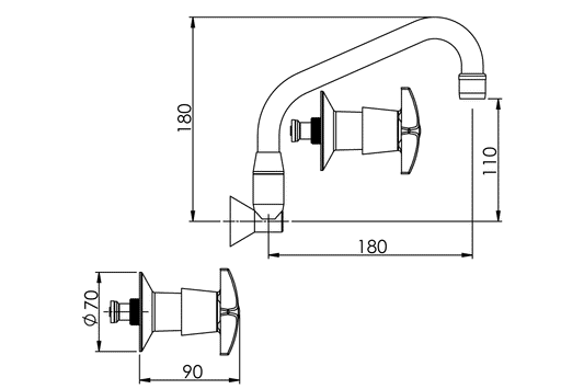 Concealed Spindle Recess Set with SP110 Swivel Aerated Spout - Jumper Valve