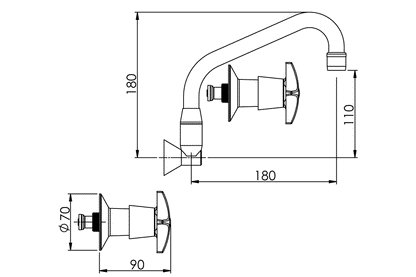 Concealed Spindle Recess Set with SP110 Swivel Aerated Spout - Jumper Valve