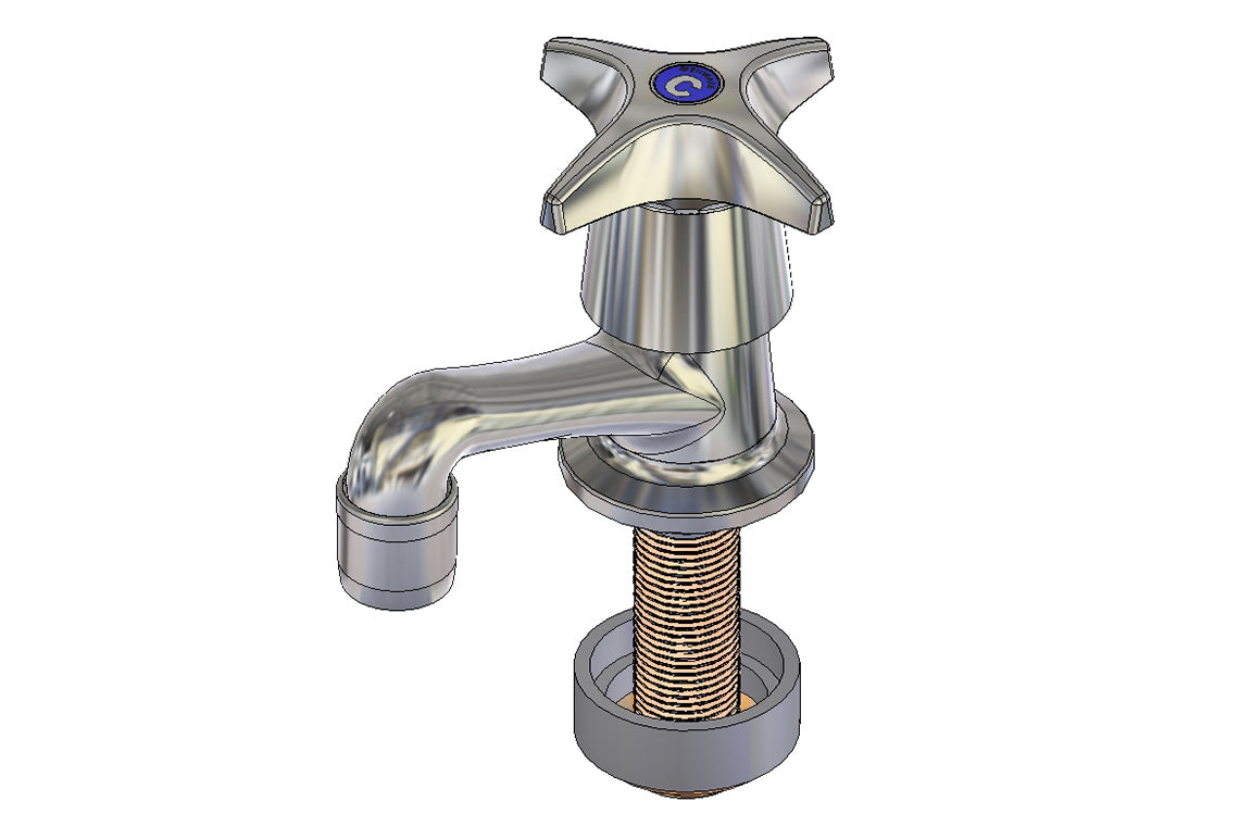Concealed Spindle Pillar Tap Aerated Outlet - Jumper Valve