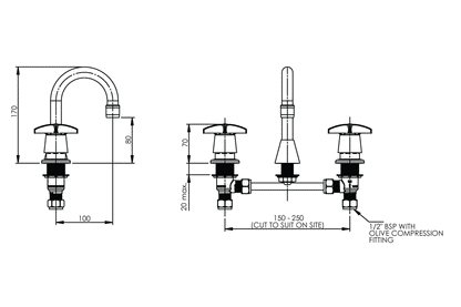 Concealed Spindle Basin Set with SP001 Fixed Spout - 1/4 Turn Ceramic Disc