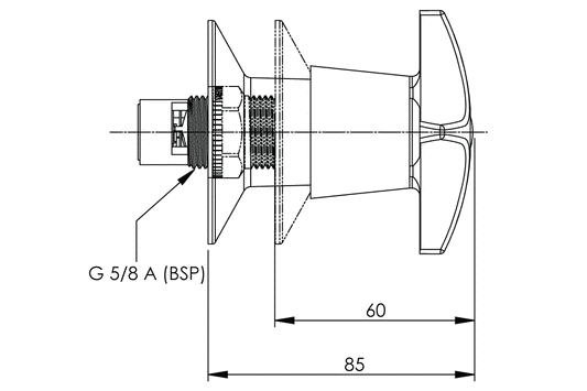 Concealed Spindle Recess Adaptor - Wall Top Assembly- 1/2 Turn Ceramic Disc