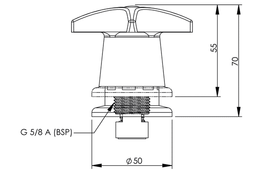 Concealed Spindle: Basin/Sink Top Assembly - 1/2 Turn Ceramic Disc