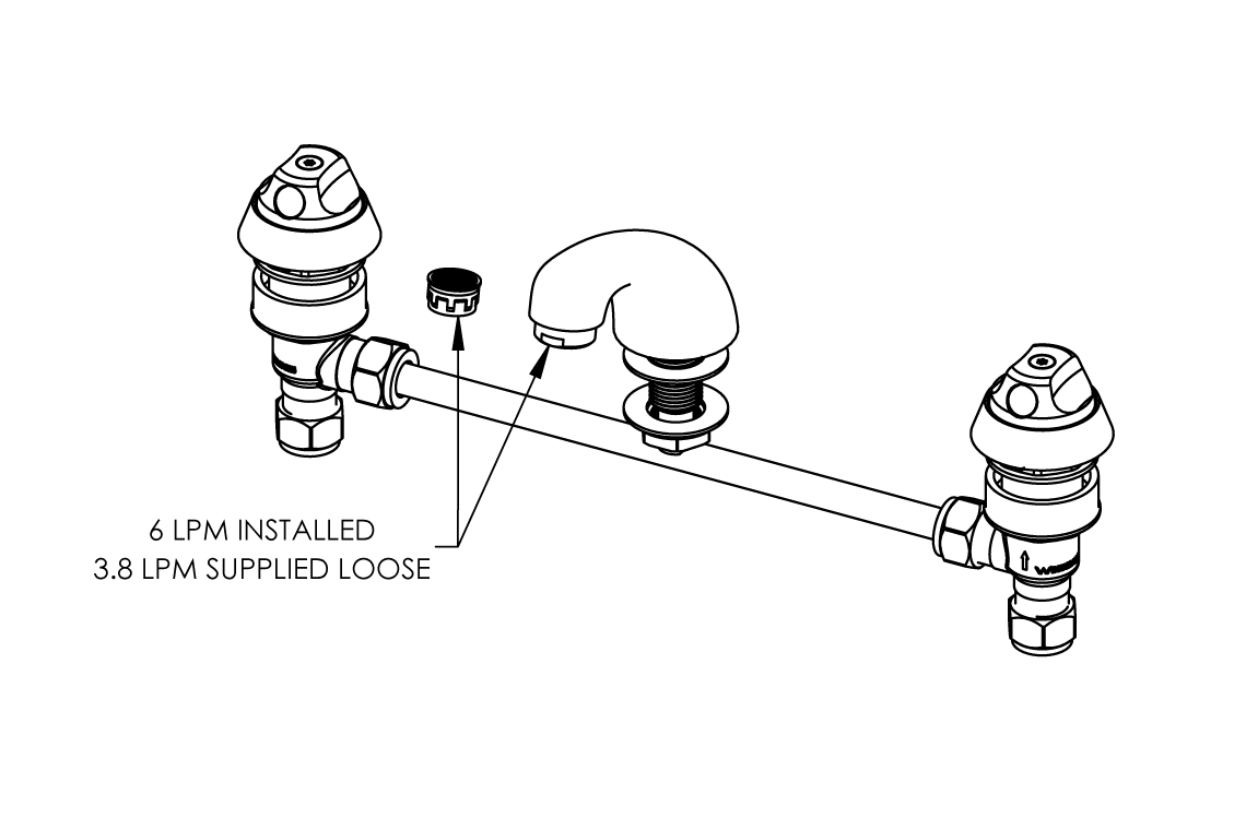 Detention Hot & Cold Basin Set with SP003 Fixed Low Level Spout