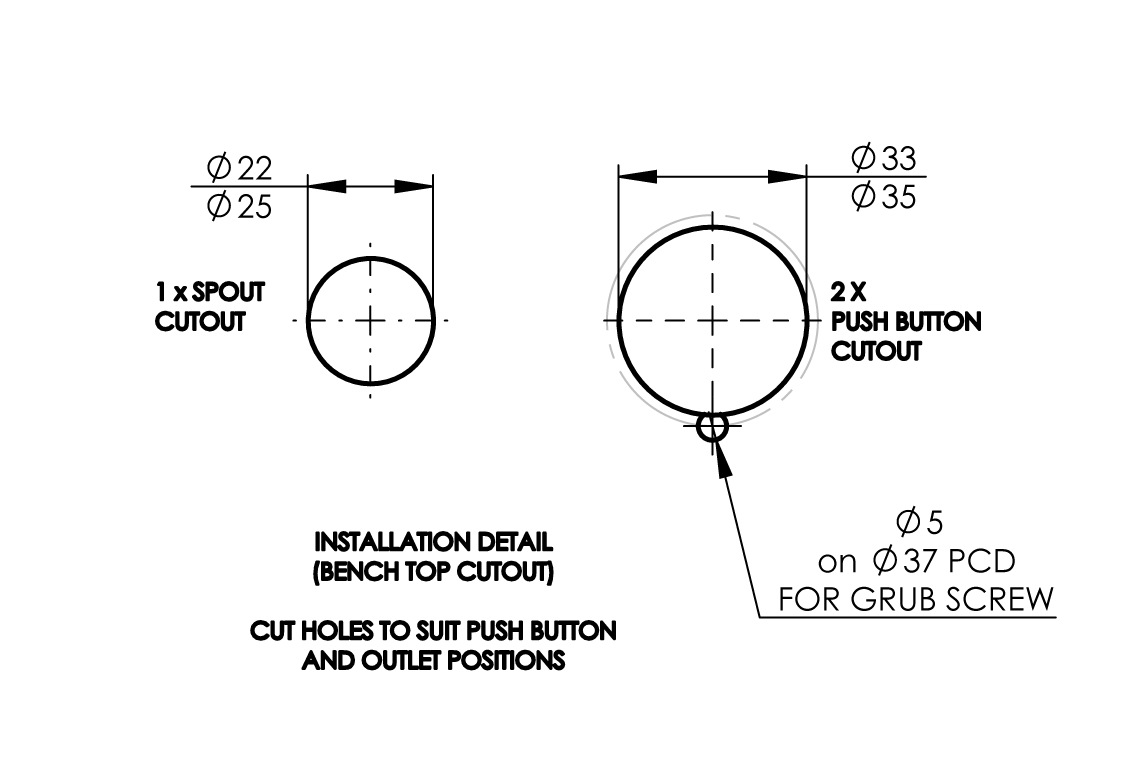Detention Hot & Cold Basin Set with SP003 Fixed Low Level Spout