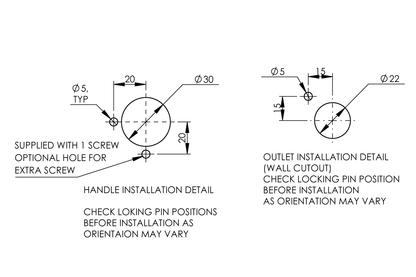 Secure Ligature Resistant Recess Basin/Bath Set with DET660B Outlet - 1/4 Turn Ceramic Disc