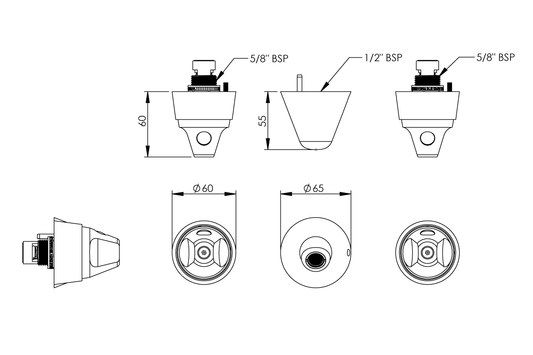 Secure Ligature Resistant Recess Basin/Bath Set with DET660B Outlet - 1/4 Turn Ceramic Disc