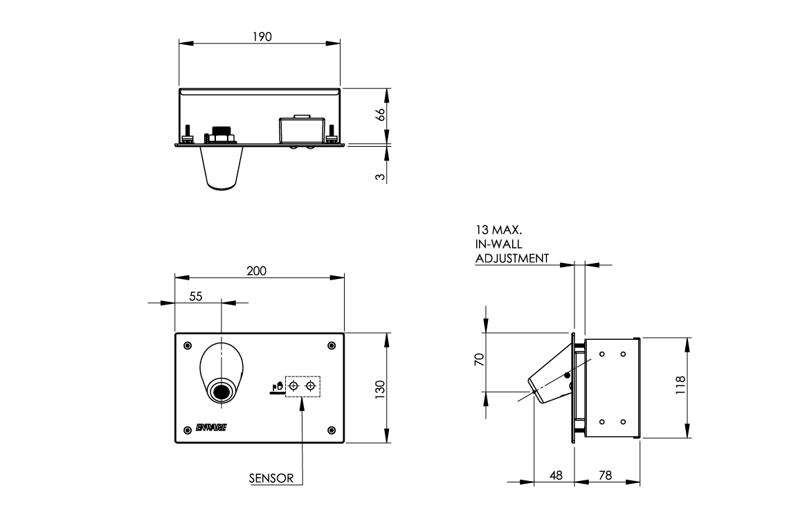 Secure Wall Mounted Sensor Tap - On/Off Demand - Ligature Resistant Basin Outlet