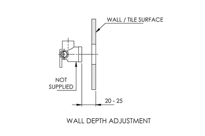 Secure Ligature Resistant Recess Adaptor - 1/4 Turn Ceramic Disc - 15mm Extended