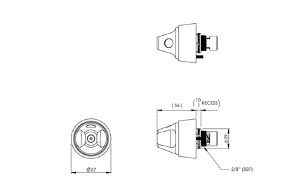 Secure Ligature Resistant: Recess Adaptor - 1/4 Turn Ceramic Disc