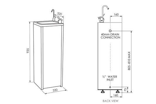 Freestanding Water Chiller with Bubbler and Carafe Filler - Stainless Steel