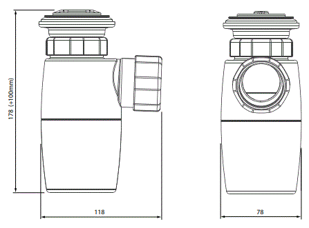 Bottle Trap 40mm Adjustable - White - Plug and Waste