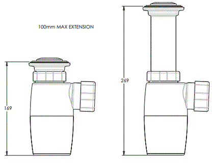 Bottle Trap 40mm Adjustable - White - Plug and Waste