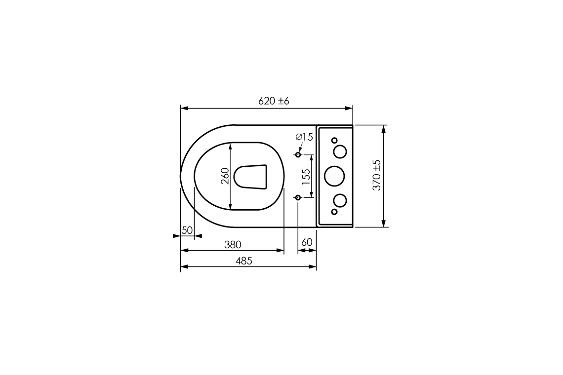 Curve Back to Wall Close-Coupled Toilet Suite - Raised Height