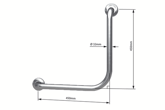 Wellbeing Ambulant Grab Rails 450 x 450mm 90° - Pair