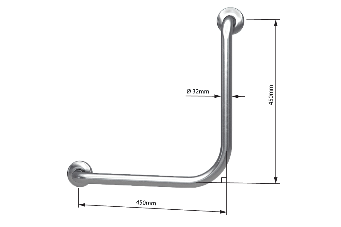 Wellbeing Ambulant Grab Rails 450 x 450mm 90° - Pair