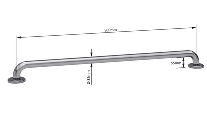 Wellbeing Grab Rails: Straight 900mm - Brushed Stainless Steel Finish