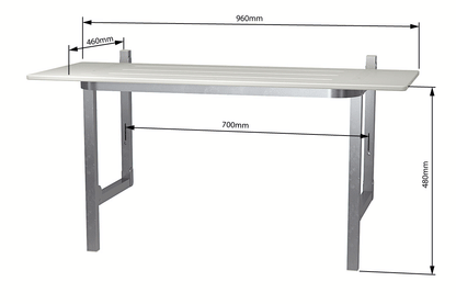 Wellbeing Fold Down Shower Seat SS - 960mm- with additional seat depth