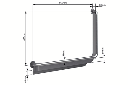 Wellbeing Anti-Ligature Grab Rail - Brushed Stainless Steel - 965 x 600mm Toilet Assisted 90 ° Left Hand