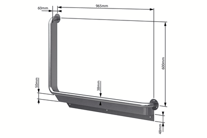 Wellbeing Anti-Ligature Grab Rail - Brushed Stainless Steel - 965 x 600mm Toilet Assisted 90 ° Right Hand