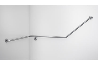 Wellbeing Accessible Toilet Angled Corner Grab Rail with 40 ° Bend - Left Hand - Brushed Stainless Steel