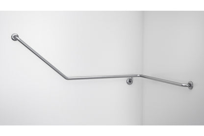Wellbeing Accessible Toilet Angled Corner Grab Rail with 40 ° Bend - Right Hand - Brushed Stainless Steel