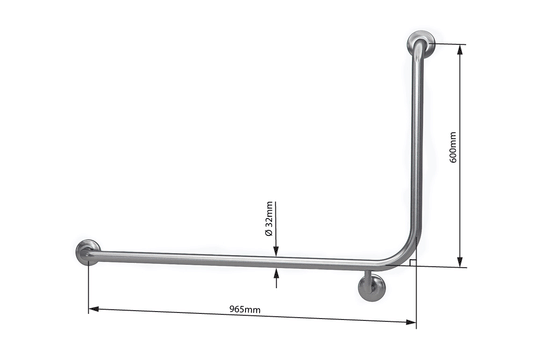 Wellbeing Grab Rail 965mm 90° - Left Hand