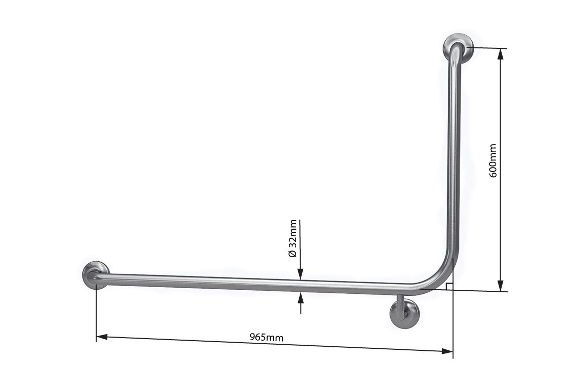 Wellbeing Grab Rail 965mm 90° - Left Hand