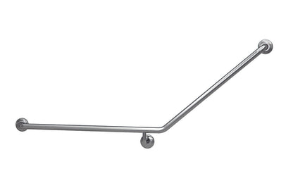 Wellbeing Grab Rail Toilet Accessible Bariatric 40° Bend - Left Hand - Brushed Stainless Steel