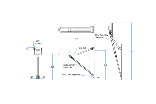 Wellbeing Fold Up Bariatric Grab Rail 300kg