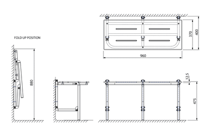 Wellbeing Bariatric Fold Down Shower Seat 960mm - Stainless Steel