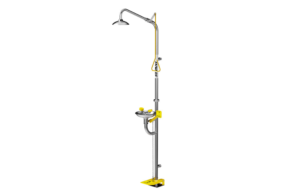 Emergency Stainless Steel Combination Shower with Hand/Foot Operated Eye/Face Wash & ECE270