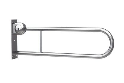 Wellbeing Fold Down Toilet Grab Rail 850mm with Safe Lock - Brushed Stainless Steel