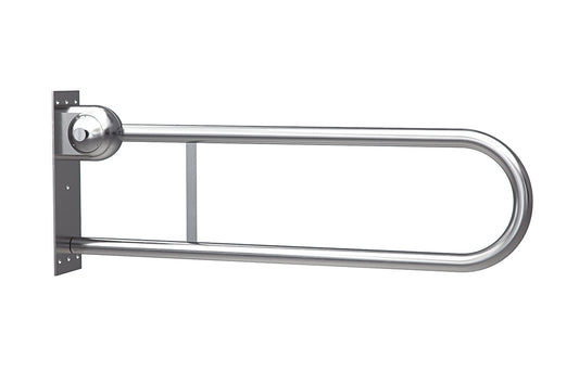 Wellbeing Fold Down Toilet Grab Rail 850mm with Safe Lock - Brushed Stainless Steel